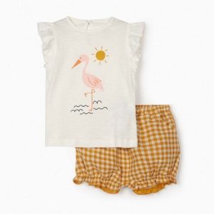 Camiseta y short vichy para bebe niña
