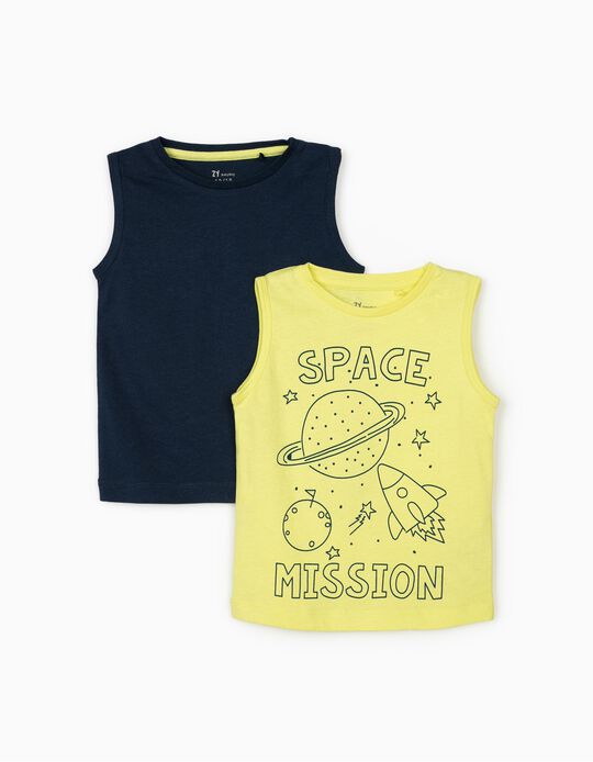 Pack 2 Camisetas bebes sin mangas space Zippy