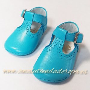 Zapato pepito bebe piel turquesa Dos Patitos