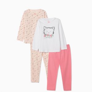 Pack de 2 pijamas para bebe niña cat