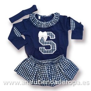 Conjunto camiseta codera con falda y diadema bebe