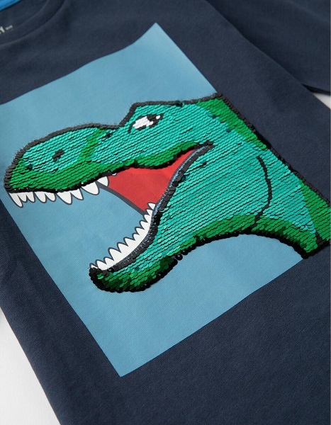 Camiseta dinosaurio con lentejuelas reversible niño - Moda Infantil
