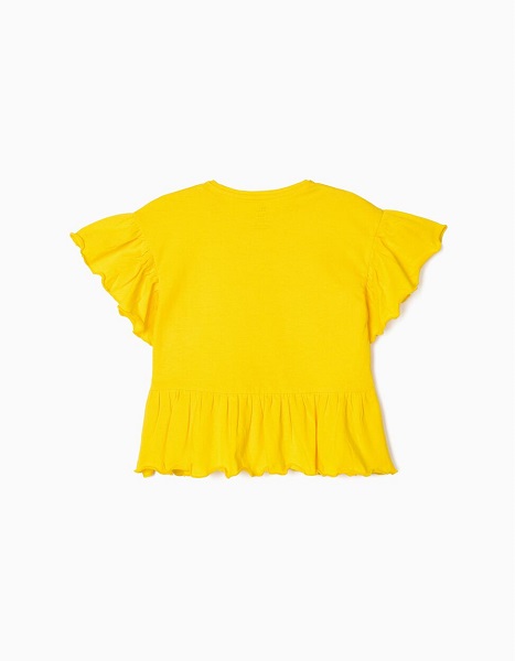 trasera camiseta con volante amarilla