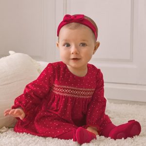 Vestido terciopelo rojo para bebe