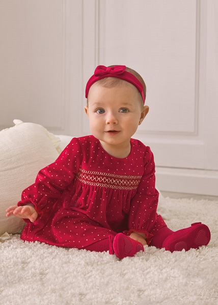 Vestido terciopelo rojo para bebe