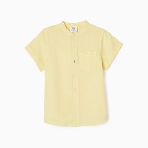 Camisa niño lino amarilla