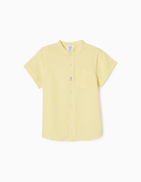Camisa niño lino amarilla