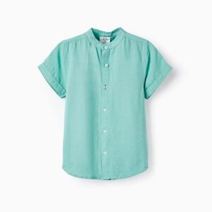 Camisa lino verde para niño
