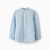 Camisa celeste de lino para niño
