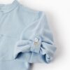 Detalle manga camisa celeste lino