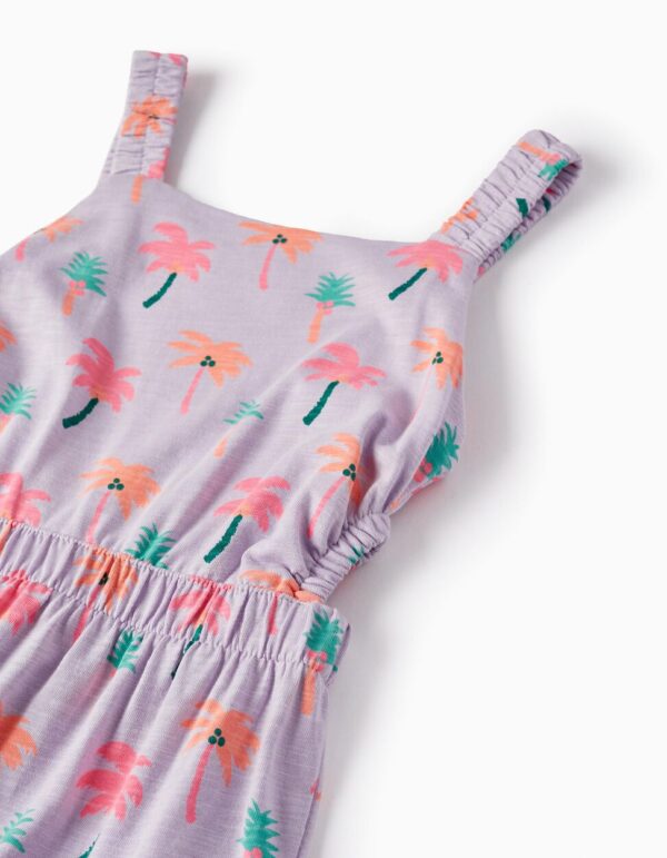 Detalle vestido lila con palmeras Zippy