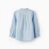 Trasera camisa celeste de lino