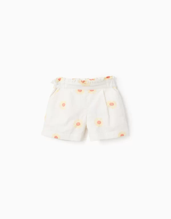 Pantalón corto lino y algodón niña