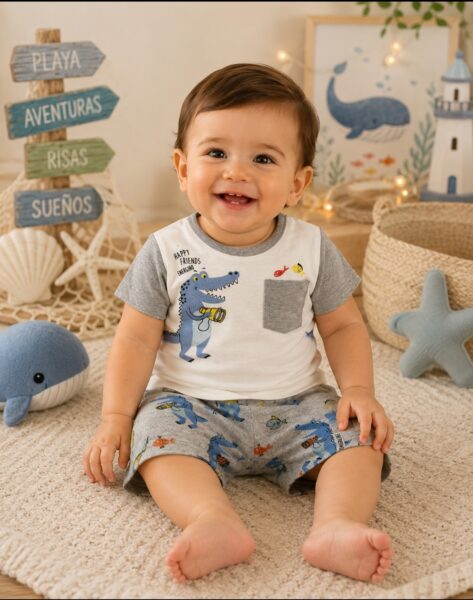 Conjunto algodón bebe cocodrilo
