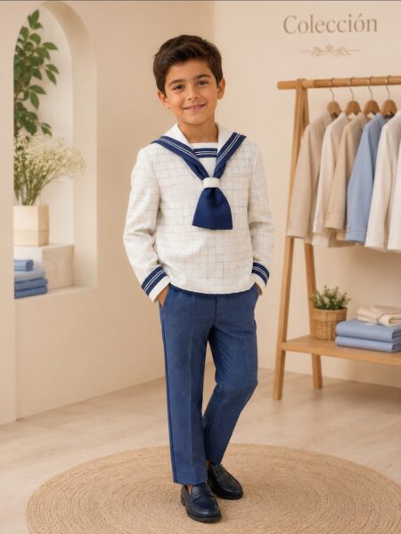 Traje marinero de cuadros azul